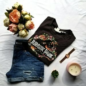 Loft Distressed Cuffed Denim Shorts